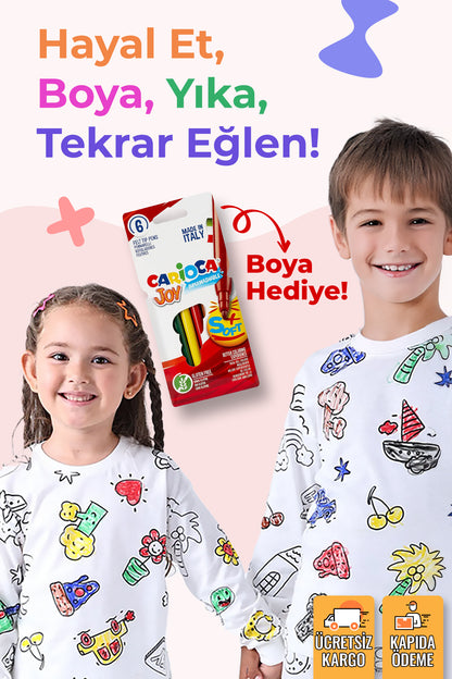 Pofica Boyanabilir Pijama Takımı (6'LI BOYA KALEMİ HEDİYE)