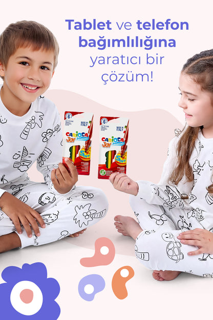 Pofica Boyanabilir Pijama Takımı (6'LI BOYA KALEMİ HEDİYE)